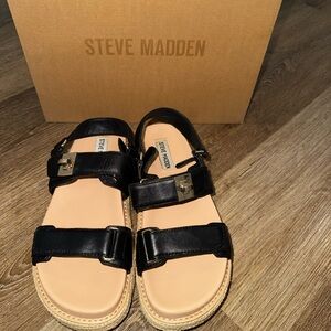 Steve Madden Black Leather Sandals